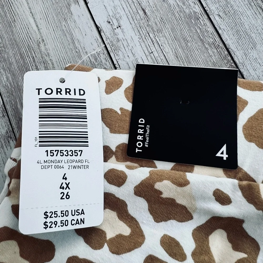 Torrid Brown and Cream Leopard Print Leggings - Picture 2 of 4